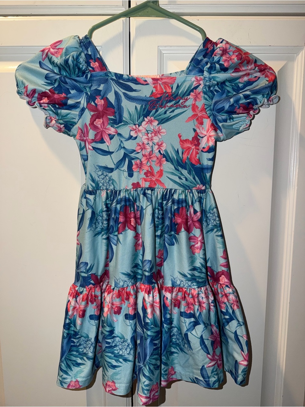 Tommy Bahama Light Blue Tropical Floral Puff-Sleeve Dress Size 3T